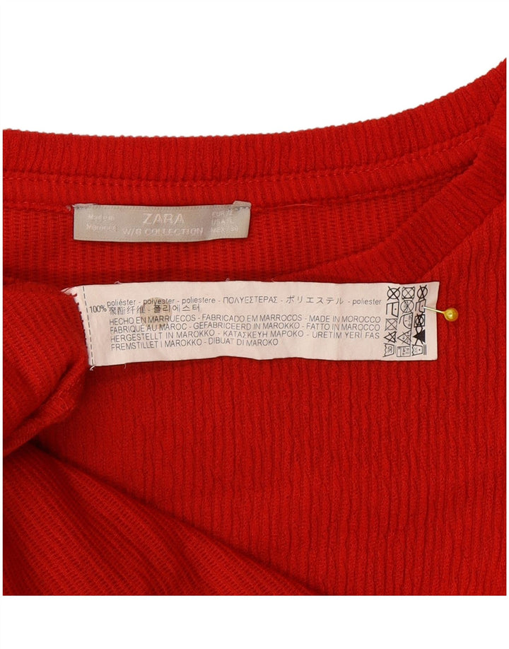 Zara Abito da tenda oversize a maniche lunghe da donna UK 16 Large Rosso Poliestere