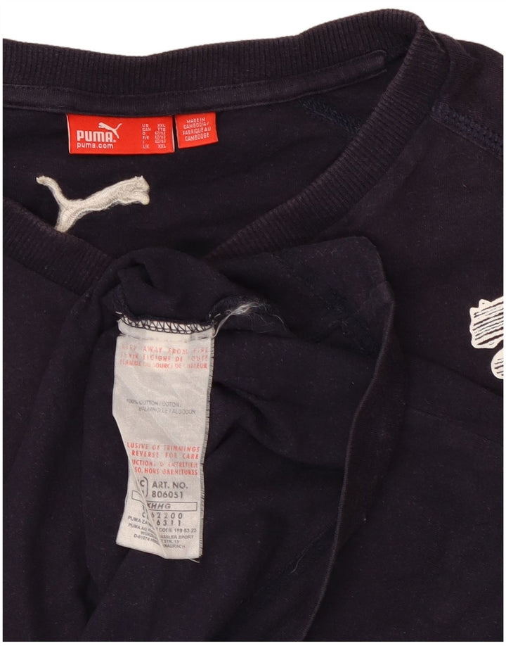 Puma Maglietta grafica da uomo a maniche lunghe 2XL Cotone blu navy