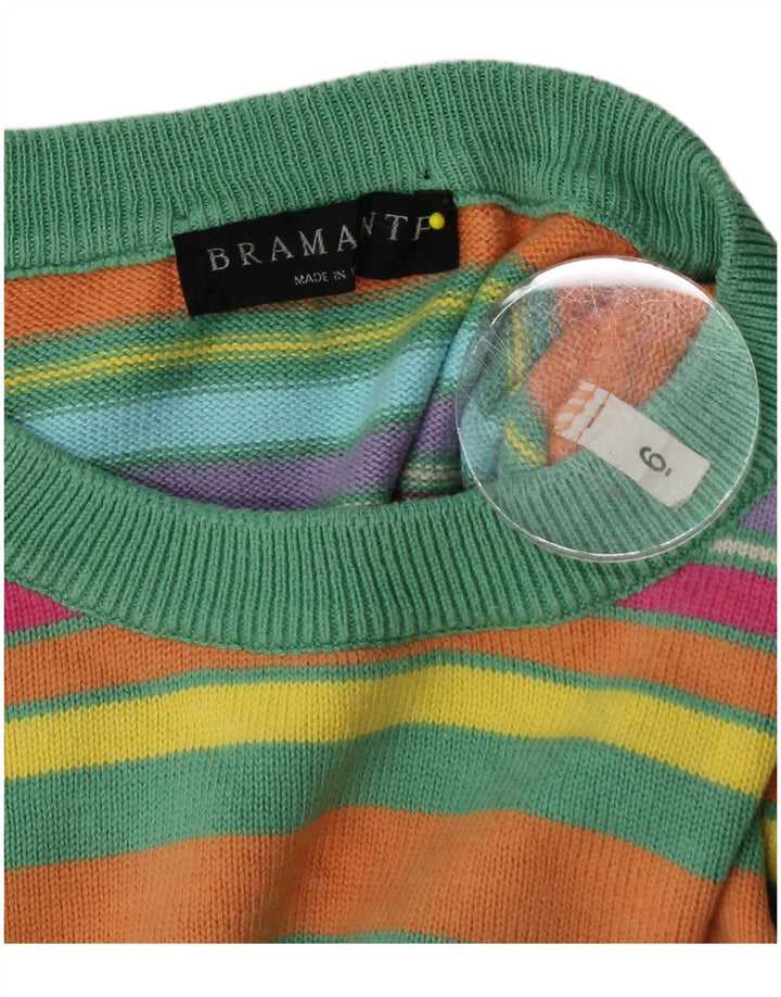 BRAMANTE Maglione girocollo da uomo in cotone a righe grandi multicolori