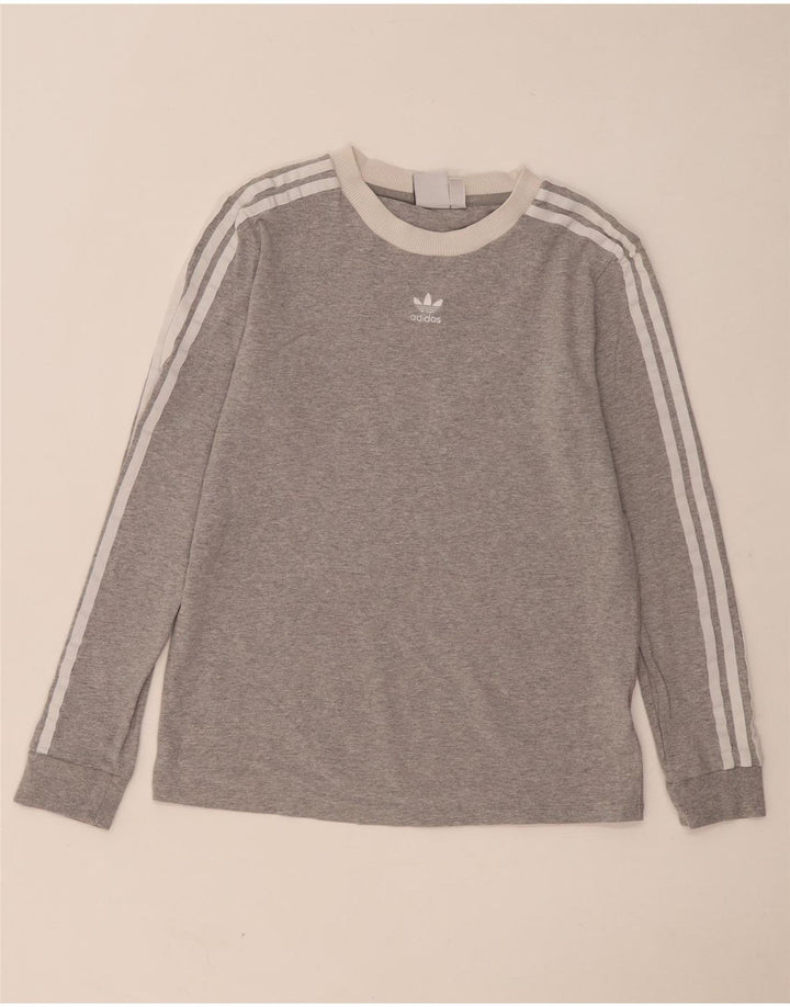 Top Adidas da donna a manica lunga UK 12 in cotone grigio medio