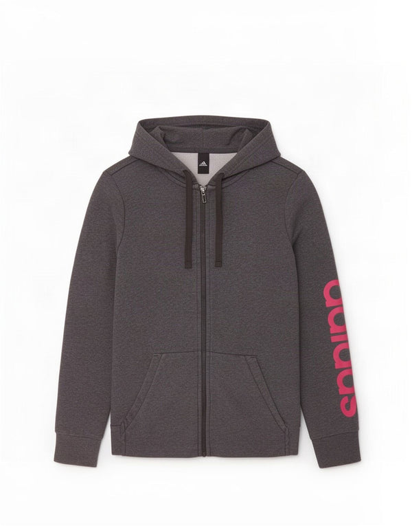 Adidas Womens Graphic Zip Hoodie Sweater UK 8/10 Small Grey Cotton