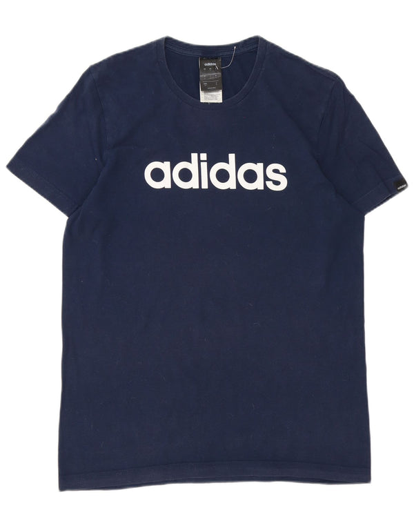 T-shirt grafica da uomo Adidas Top Small in cotone blu navy