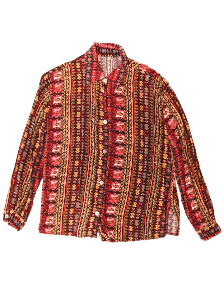 Camicia vintage da donna ampia vestibilità EU 40 media multicolore geometrica