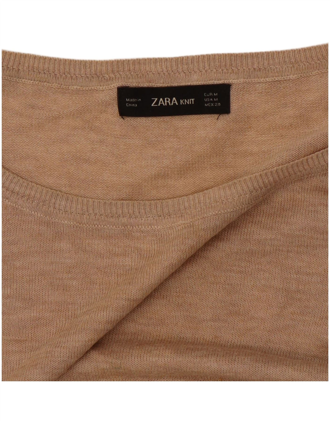 Maglione maglione oversize con scollo a barca da donna Zara UK 14 Beige medio