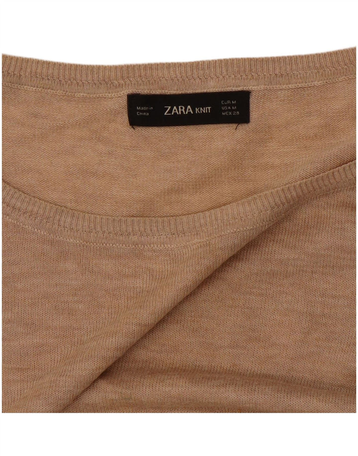 Maglione maglione oversize con scollo a barca da donna Zara UK 14 Beige medio