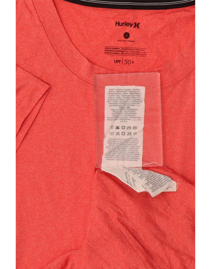 T-shirt Hurley da donna Top UK 10 piccola in poliestere chiazzato arancione