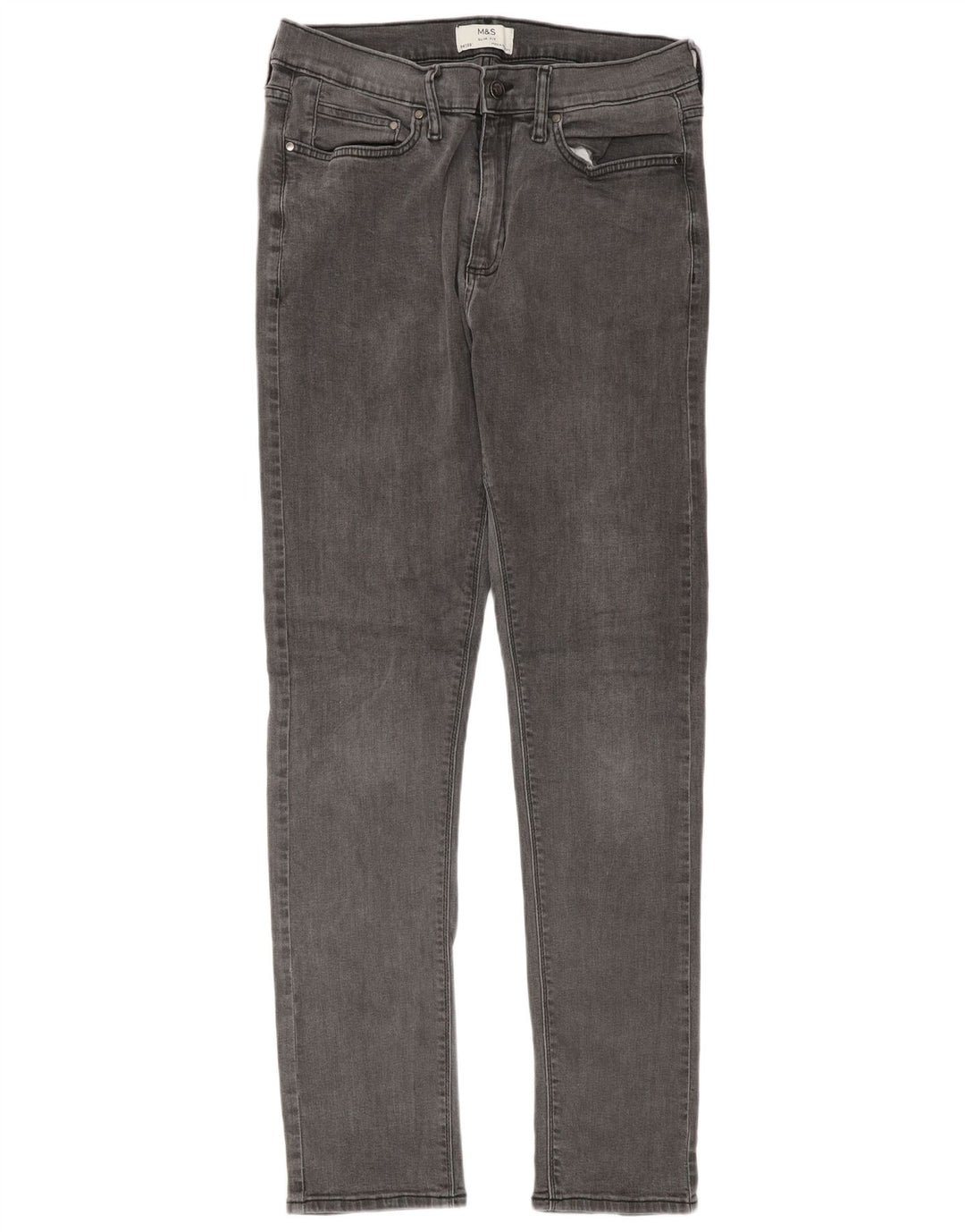 Jeans slim da uomo Marks & Spencer W34 L33 cotone grigio