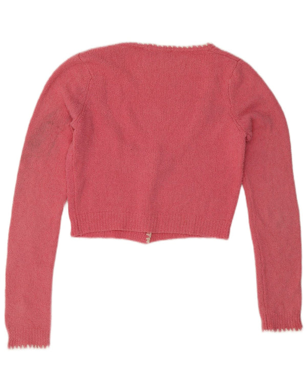 Maglione cardigan corto da donna Zara UK 12 cotone rosa medio