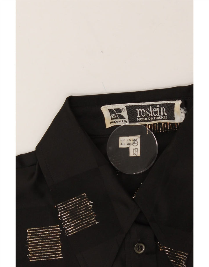 VINTAGE Womens Shirt Blouse IT 44 Medium Black Geometric Vintage Vintage and Second-Hand Vintage from Messina Hembry 