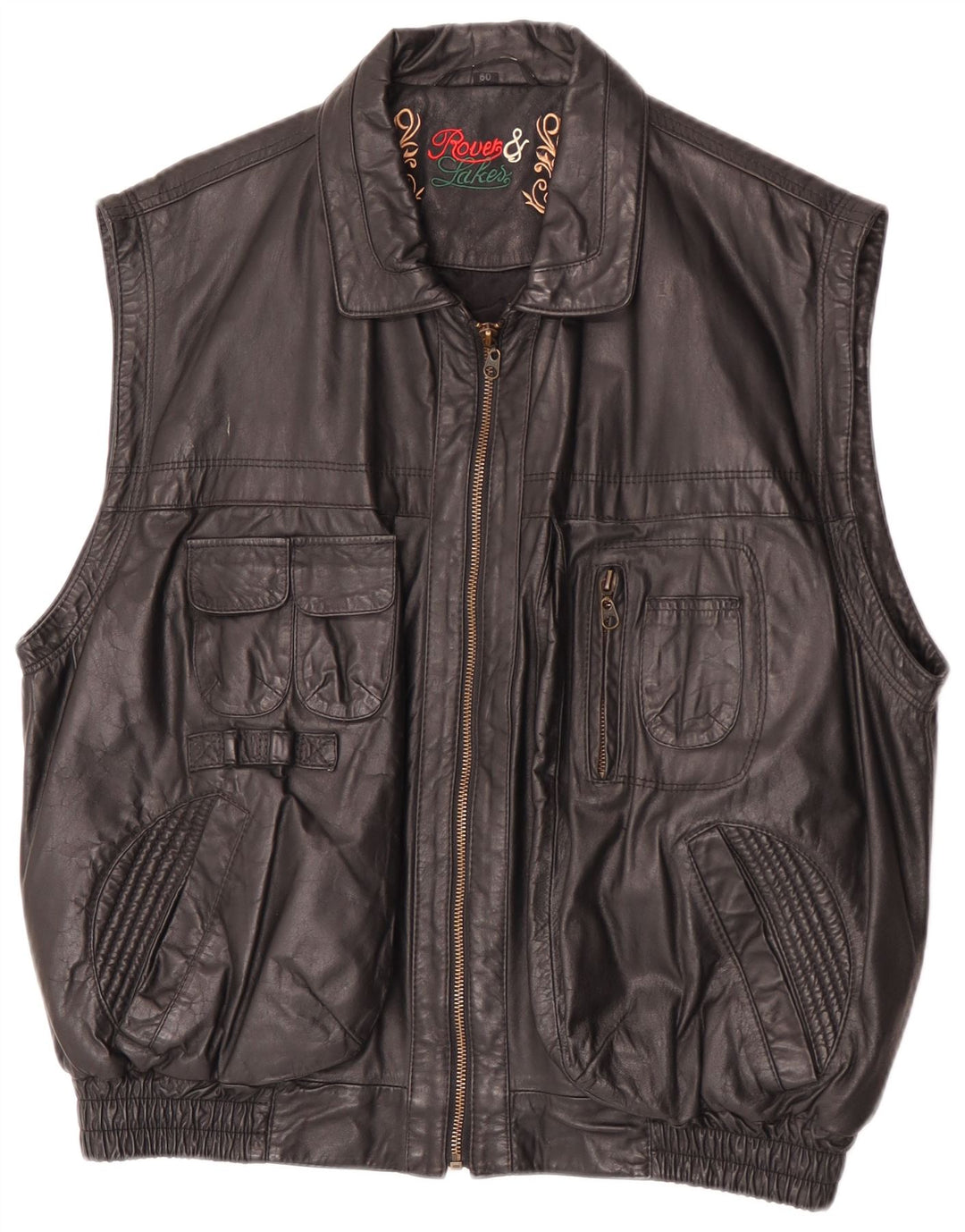 Gilet in pelle da uomo Rover & Lake IT 50 Large Nero