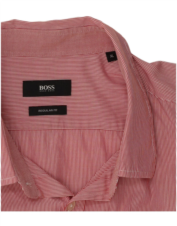 Camicia Hugo Boss da uomo vestibilità regolare XL rosso gessato