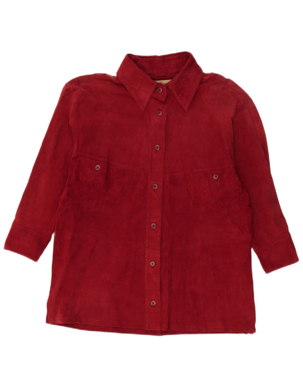 MAX HARDER Camicia da donna in pelle scamosciata con sovracamicia UK 18 XL Rossa