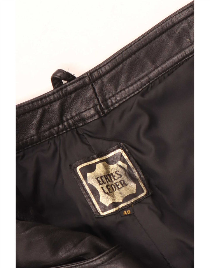 Pantaloni vintage in pelle bootcut da donna W28 L30 in pelle nera