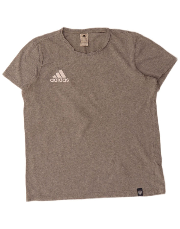 Adidas Uomo Manchester United Graphic T-shirt Top Large in cotone grigio
