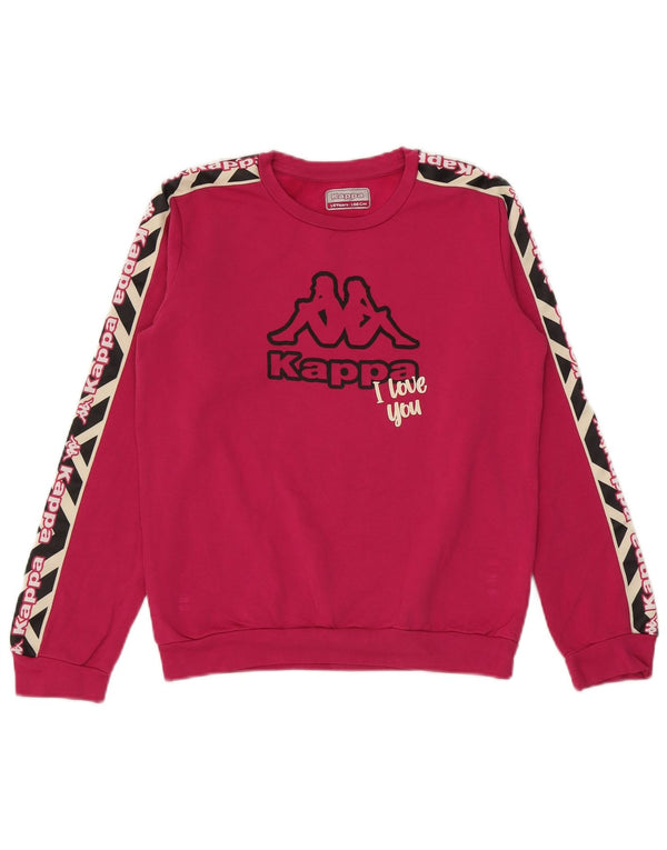 Kappa Girls Graphic Sweatshirt Jumper 15-16 Years Pink Colourblock Cotton