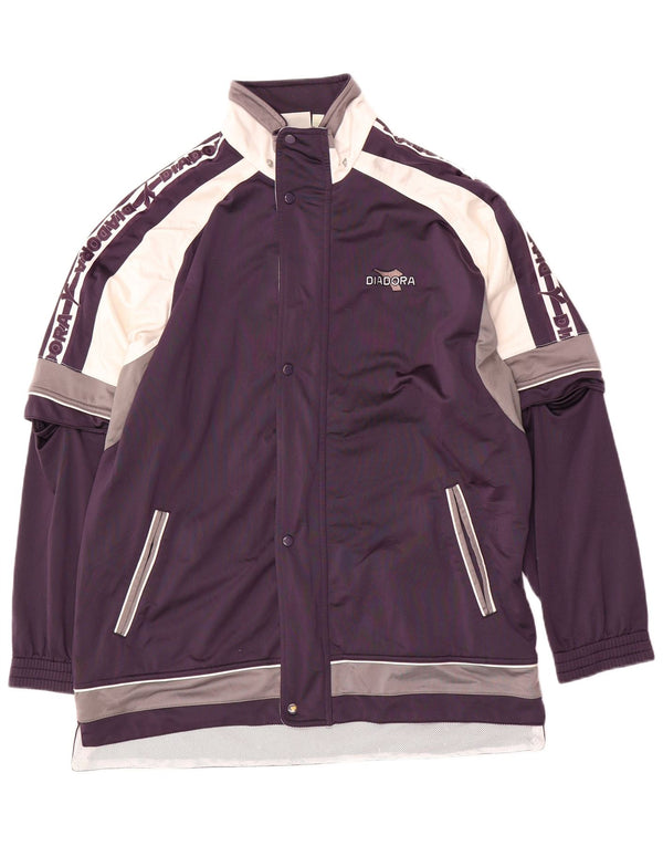Giacca da tuta grafica da uomo Diadora UK 42 Large Purple Colourblock