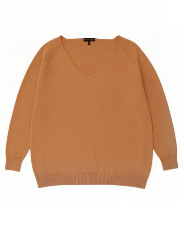 Maglione da donna con scollo a V, vestibilità comoda, Phase Eight, UK 16, grande, marrone