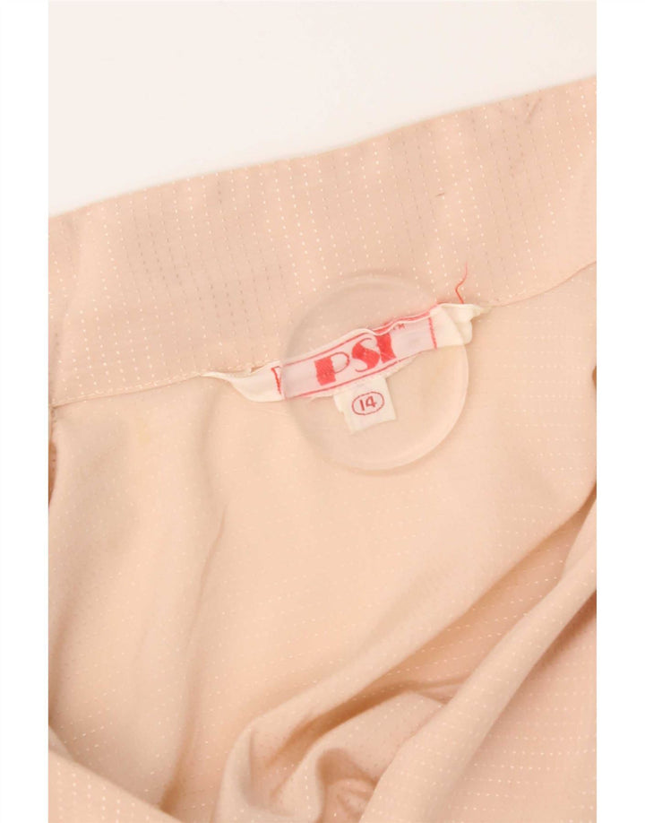 Camicetta camicia vintage da donna UK 14 Beige medio maculato