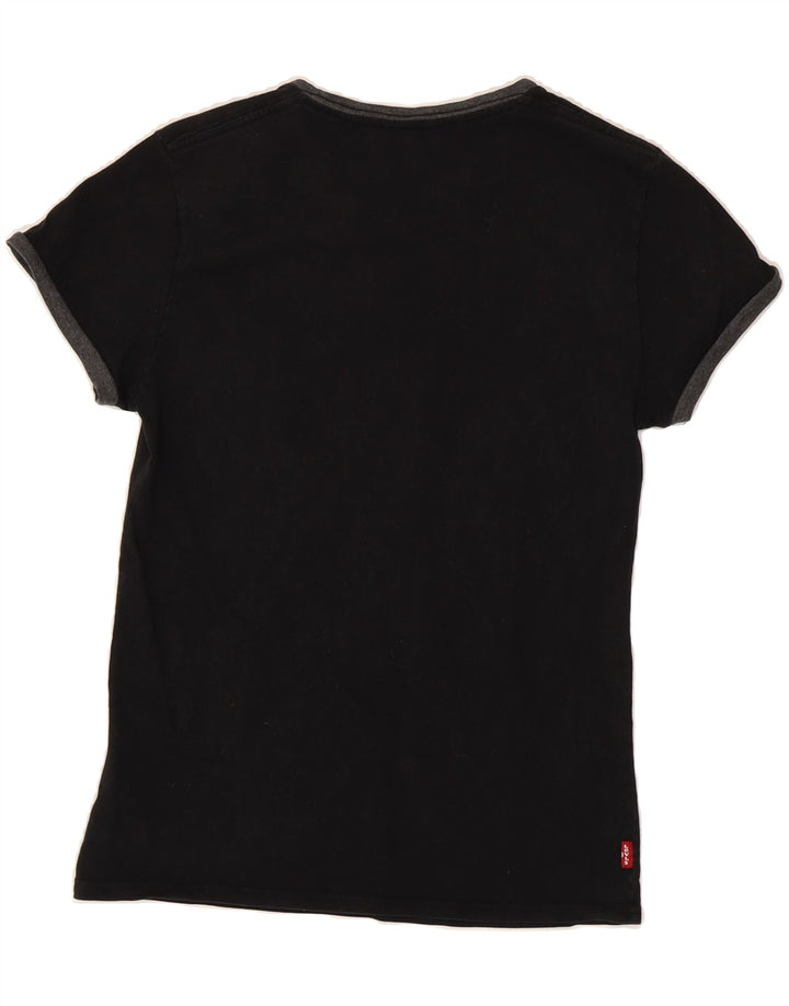 LEVI'S Womens Graphic T-Shirt Top UK 12 Medium Black Cotton Vintage Levi's and Second-Hand Levi's from Messina Hembry 