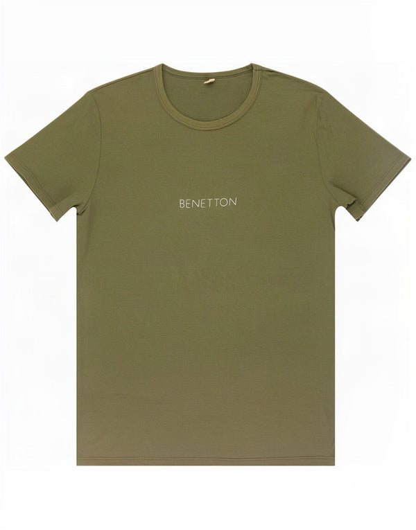Benetton Mens Graphic T-Shirt Top Small Green