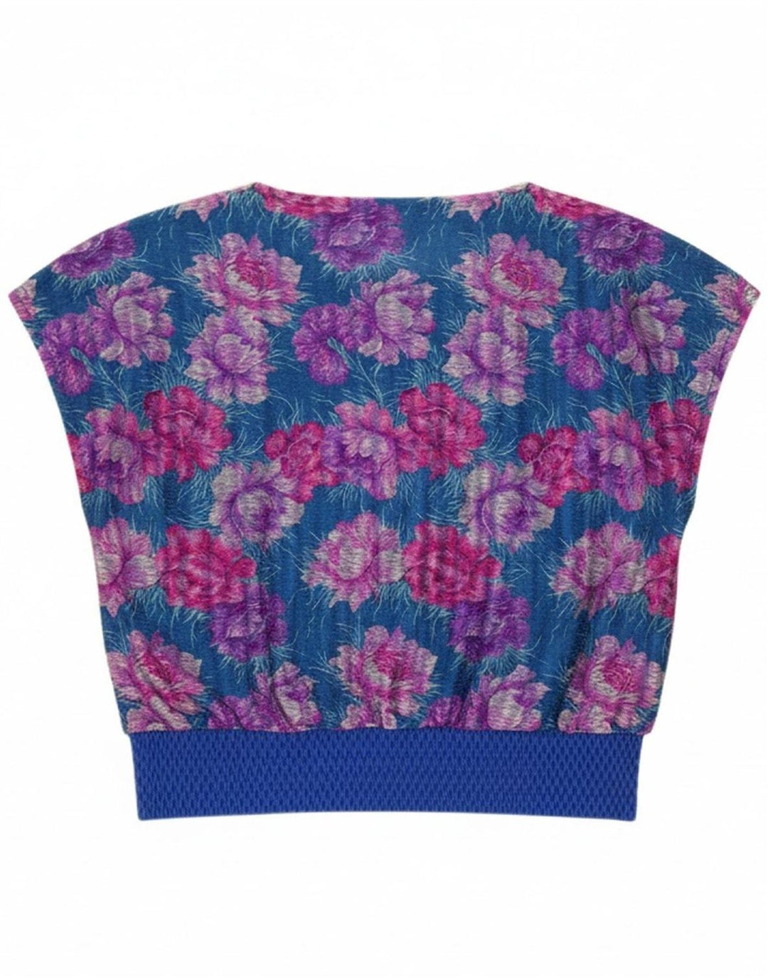 DOUCEL Womens Sleeveless Blouse Top UK 18 XL Blue Floral