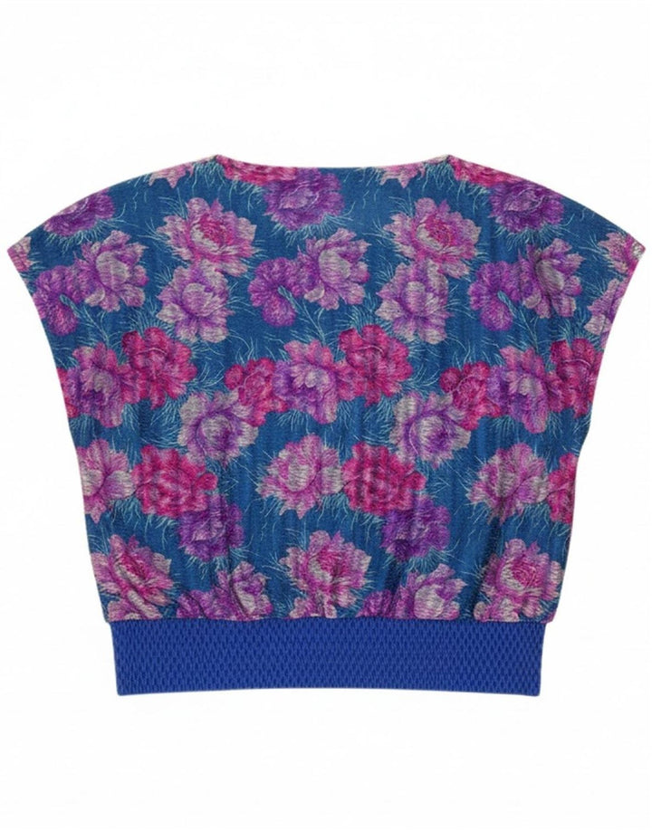 DOUCEL Womens Sleeveless Blouse Top UK 18 XL Blue Floral