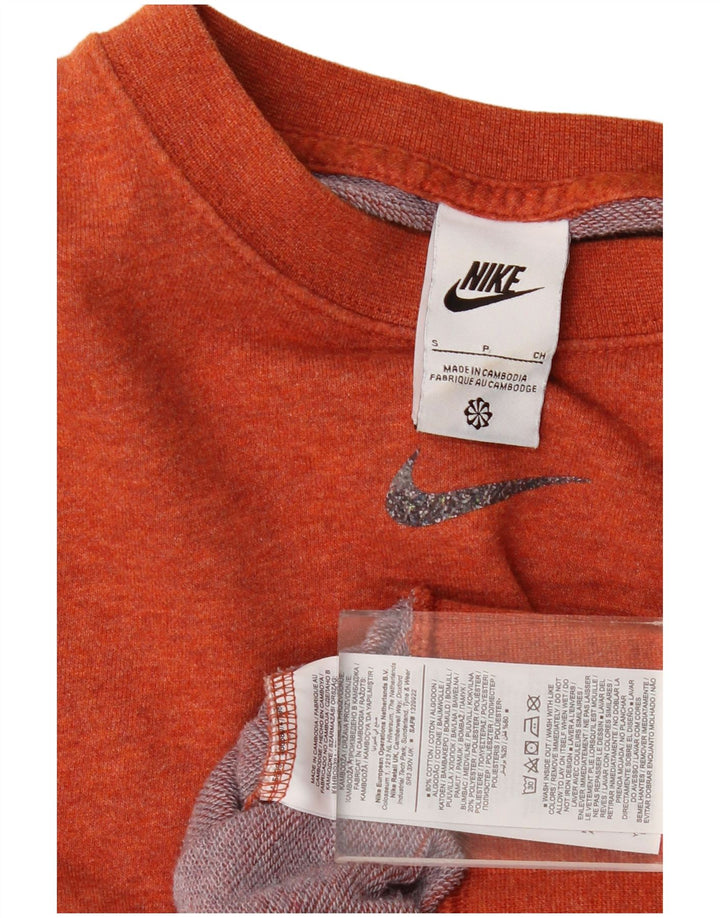 Felpa corta oversize da donna Nike, maglione UK 10, piccolo cotone arancione