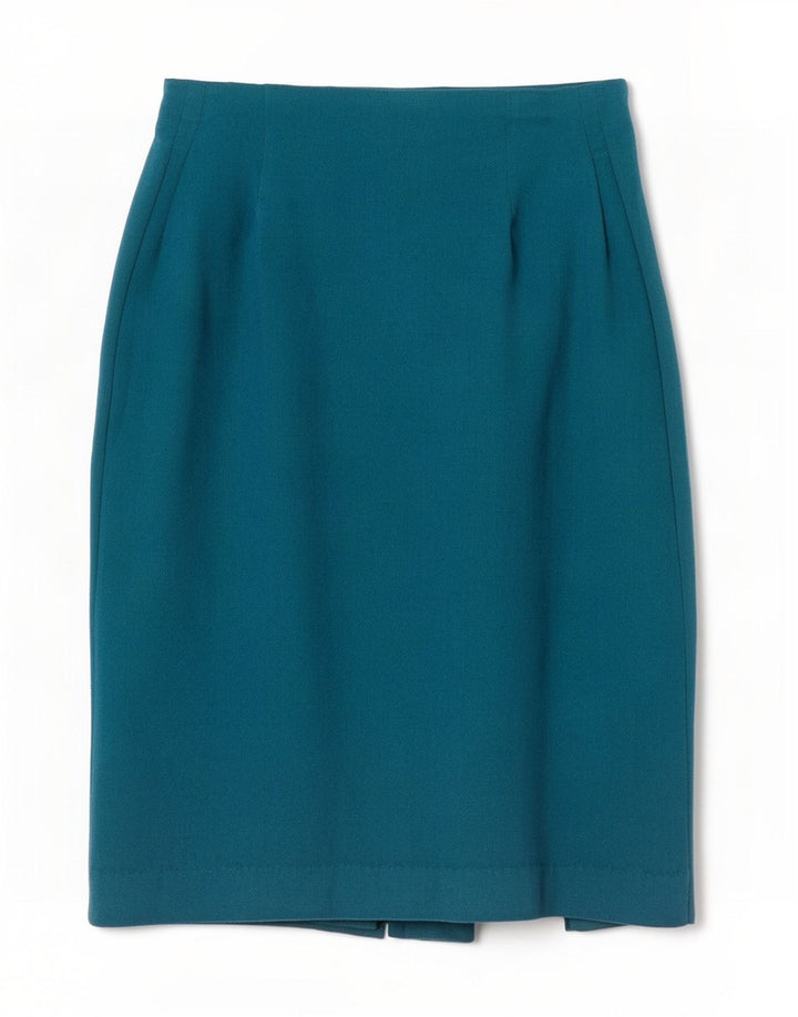 Gonna dritta da donna vintage W24 XS blu a spina di pesce