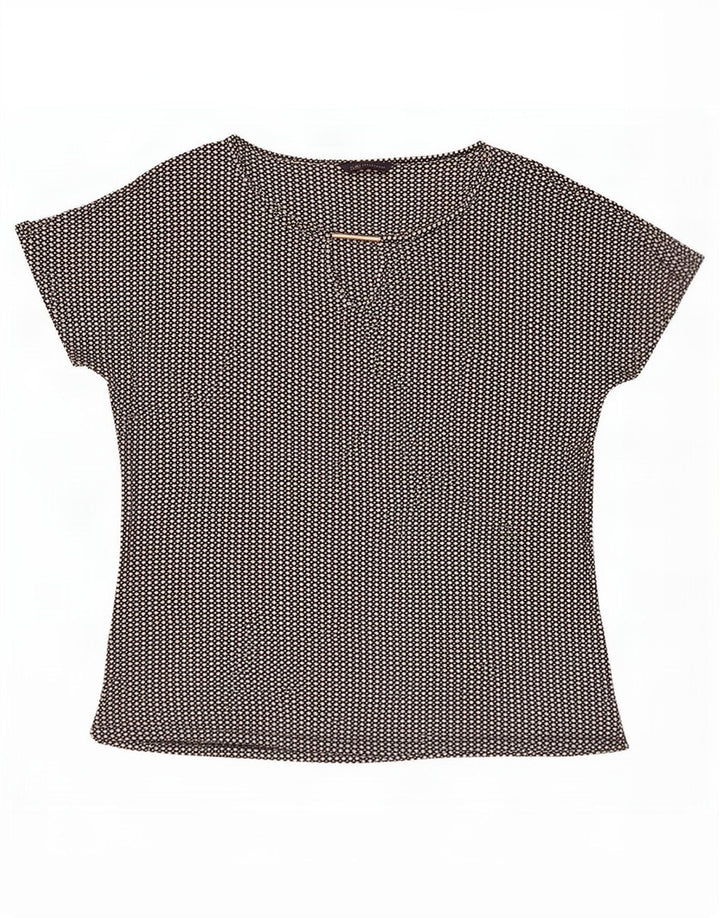 Top in camicetta da donna Marks & Spencer UK 14 grande viscosa maculata nera