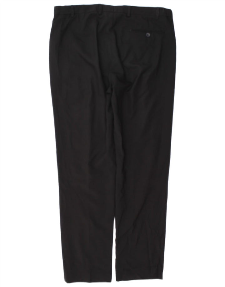 Pantaloni da abito regolari dritti da uomo Marks & Spencer W38 L33 poliestere nero