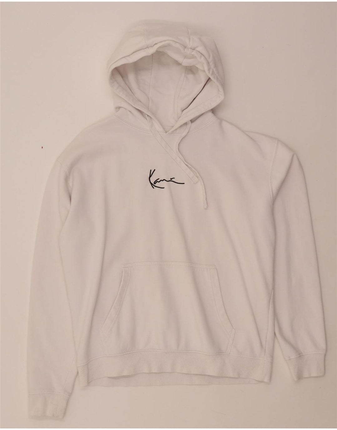 KARL KANI Felpa con cappuccio grafica da uomo ampia vestibilità piccola in cotone bianco