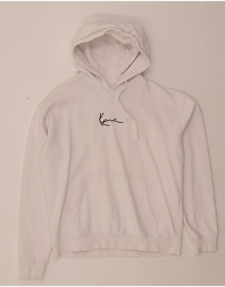 KARL KANI Felpa con cappuccio grafica da uomo ampia vestibilità piccola in cotone bianco