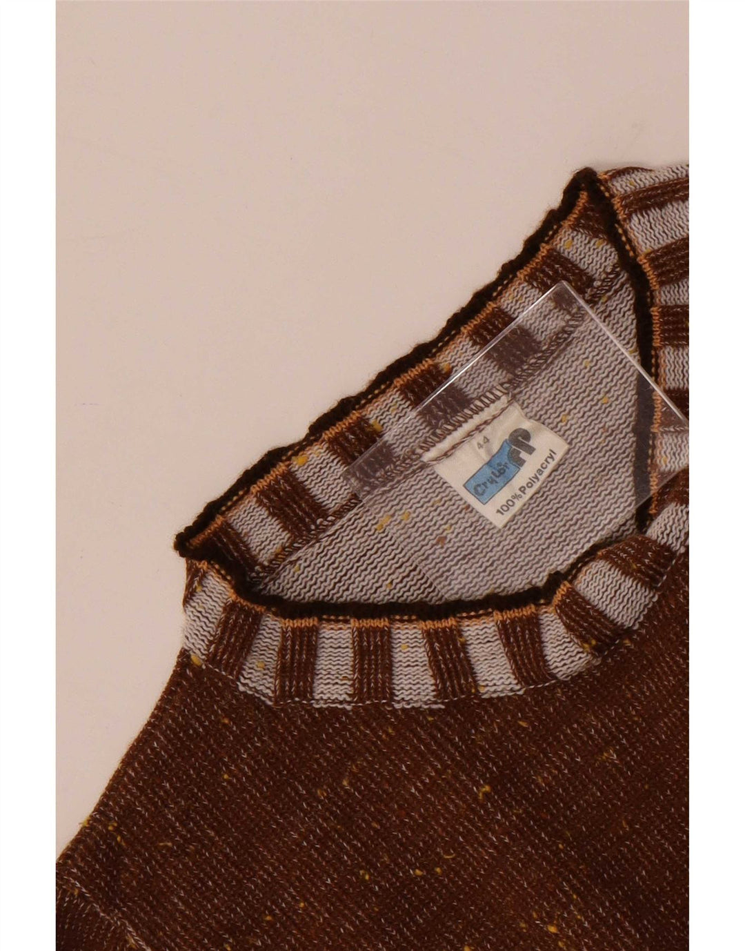 Top camicetta grafica da donna vintage IT 44 Poliacrilico a righe marrone medio
