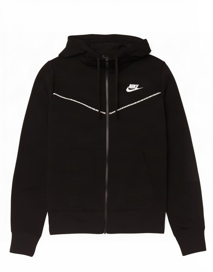 Giacca da ginnastica da uomo con cappuccio Nike, piccola, nera, in poliestere