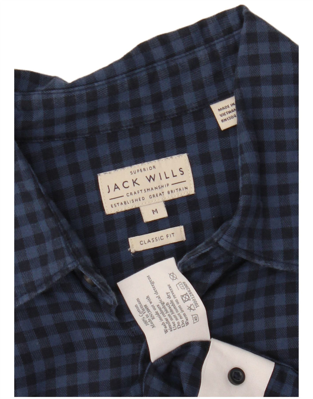 JACK WILLS Camicia da uomo in flanella dalla vestibilità classica, cotone a quadretti blu navy medio