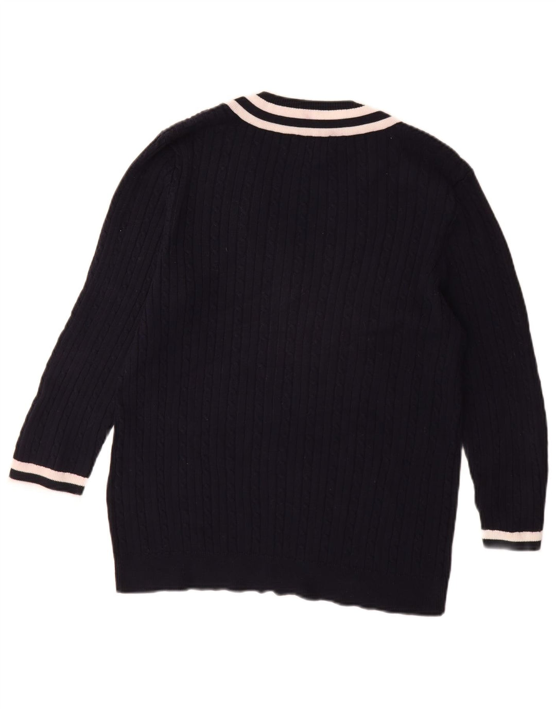 CHAPS Maglione classico da donna con scollo a V e maniche a 3/4 UK 18 XL Blu navy