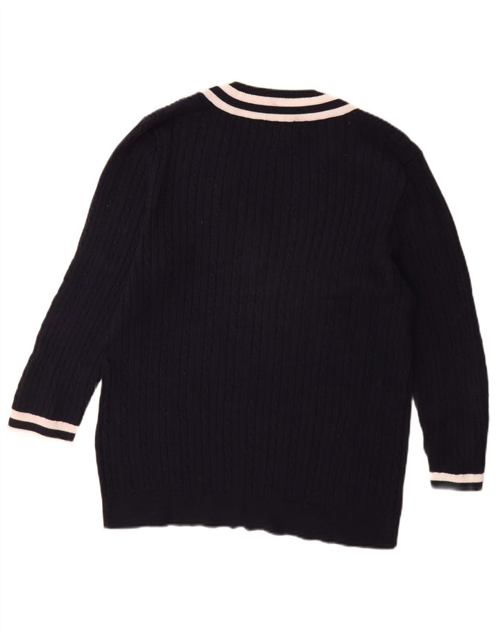 CHAPS Maglione classico da donna con scollo a V e maniche a 3/4 UK 18 XL Blu navy