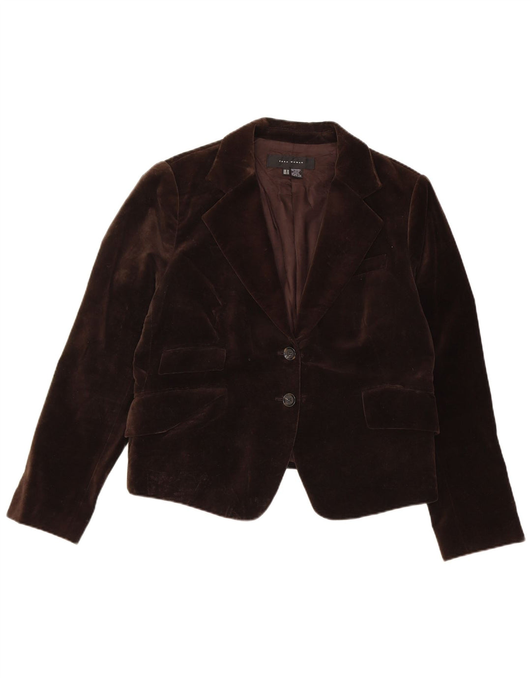 Giacca blazer in velluto da donna a 2 bottoni Zara UK 18 XL cotone marrone
