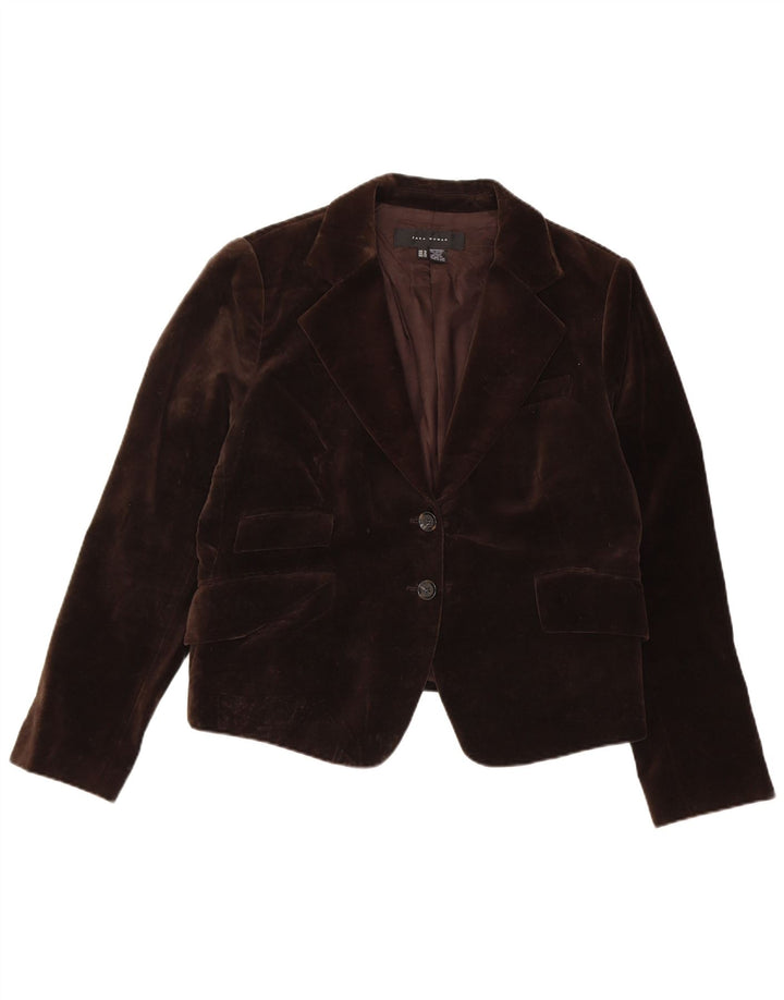 Giacca blazer in velluto da donna a 2 bottoni Zara UK 18 XL cotone marrone