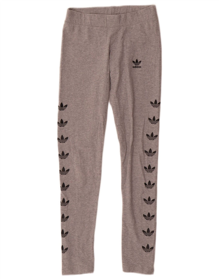 Leggings grafici da donna Adidas UK 8 piccolo cotone grigio