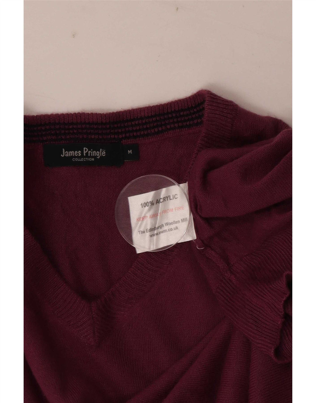 Maglione da uomo con scollo a V James Pringle Acrilico bordeaux medio