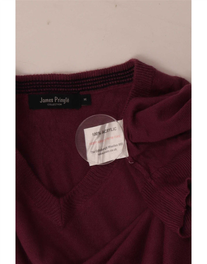Maglione da uomo con scollo a V James Pringle Acrilico bordeaux medio
