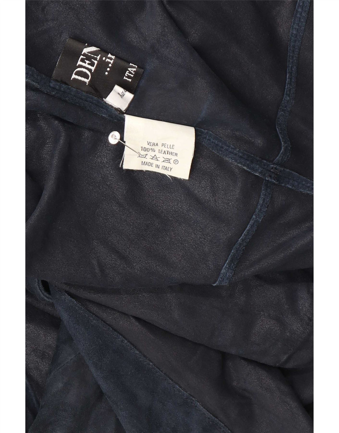 Giacca vintage in pelle scamosciata da donna UK 18 XL in pelle blu navy