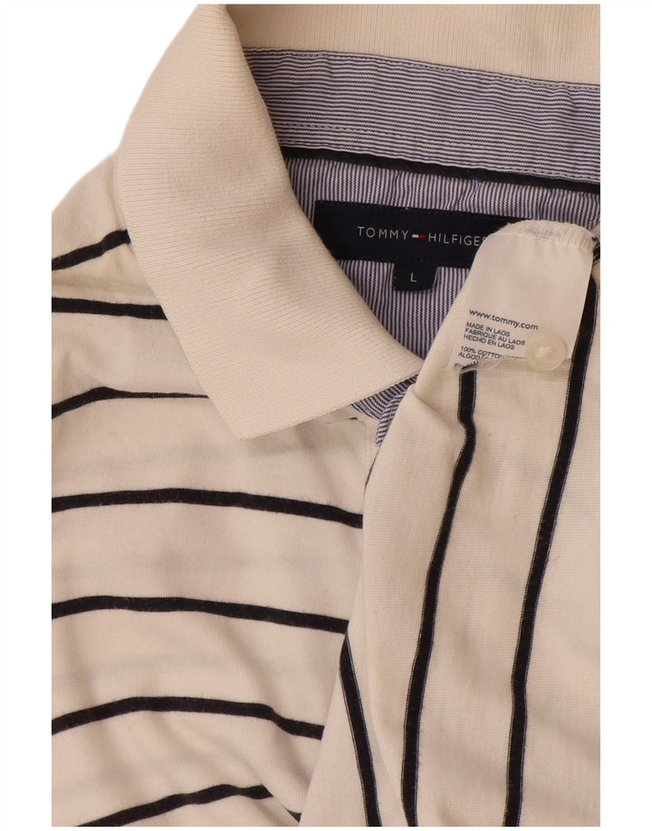 TOMMY HILFIGER Polo da uomo in cotone a righe grandi bianco sporco