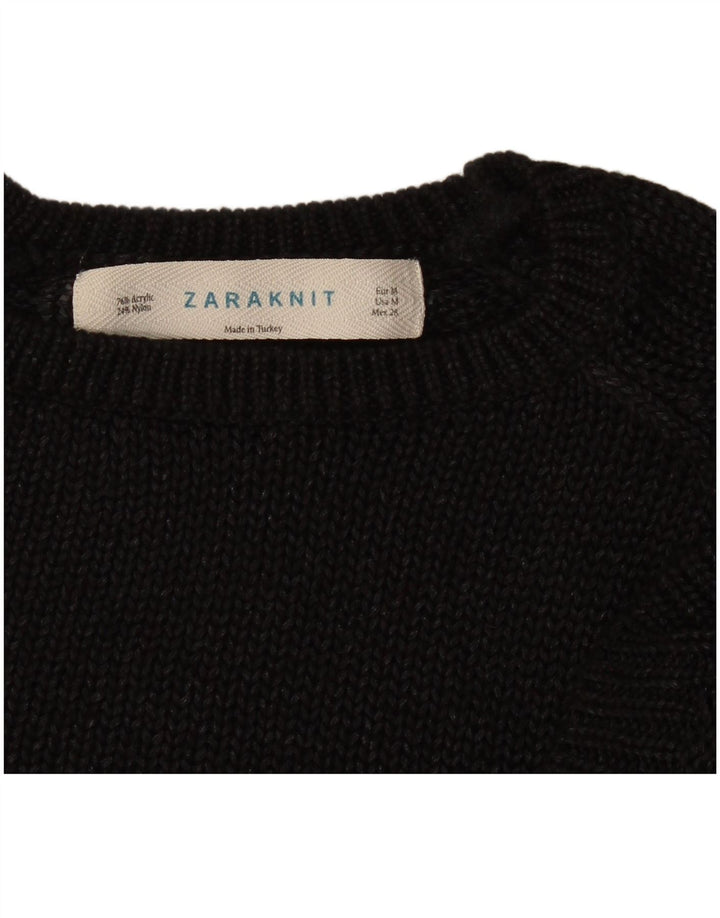 Maglione maglione girocollo da donna Zara UK 14 medio nero