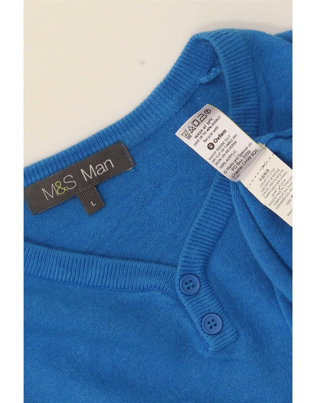Maglione da uomo con scollo a V Marks & Spencer grande acrilico blu