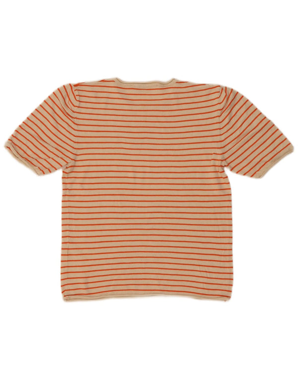 T-shirt corta da donna Zara Top UK 12 Viscosa a righe beige medio