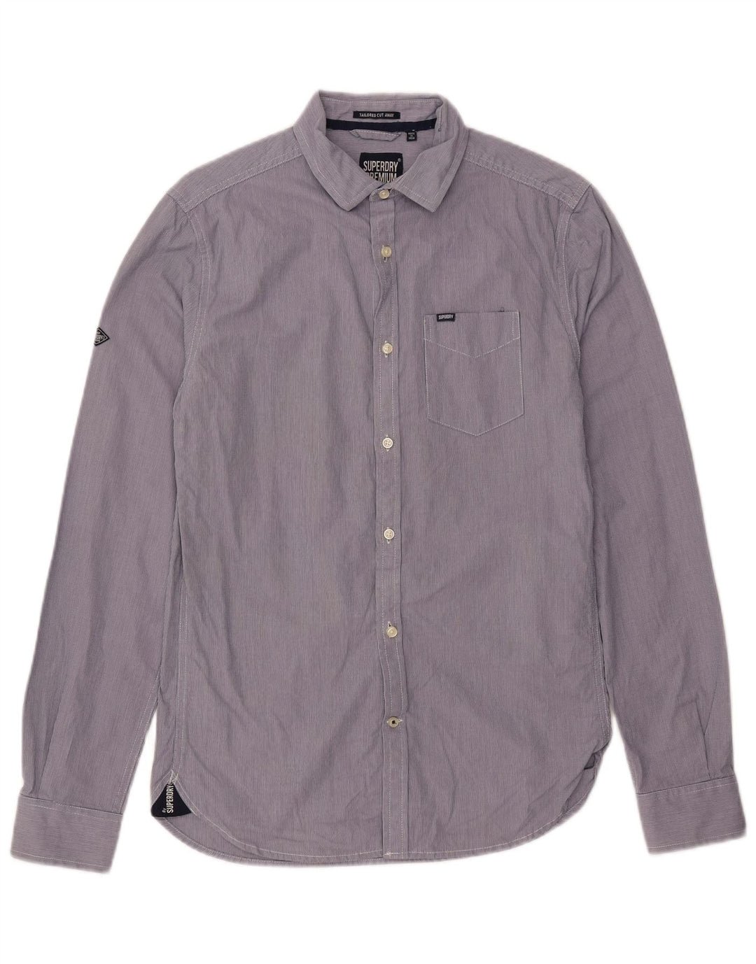 Camicia sartoriale da uomo SUPERDRY in cotone a righe piccole viola