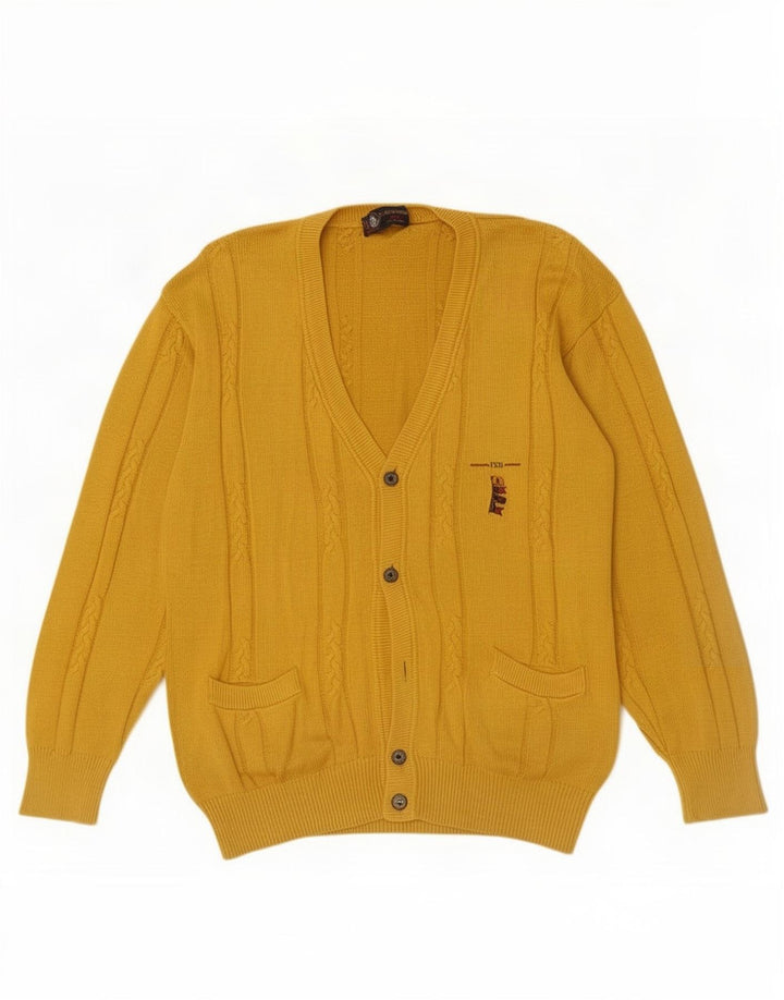 Maglione cardigan da uomo Malagrida in cotone giallo medio