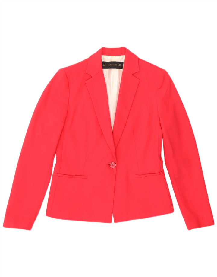 Giacca blazer a 1 bottone da donna Zara UK 14 poliestere rosa medio